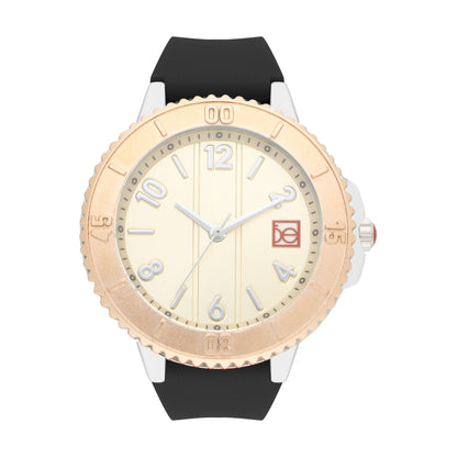 Reloj Cloe Análogo para Dama con Bisel con Simulador y Correa de Silicón