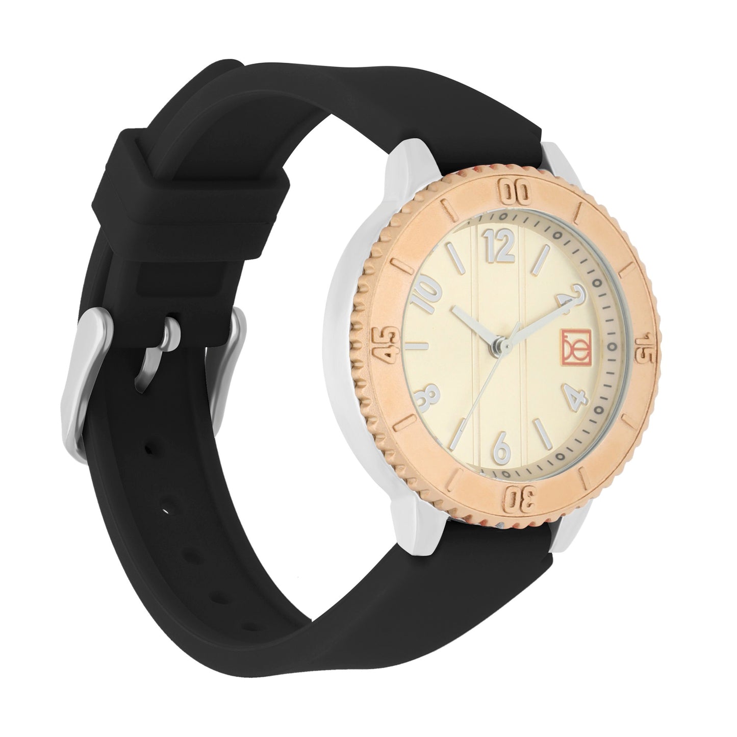 Reloj Cloe Análogo para Dama con Bisel con Simulador y Correa de Silicón