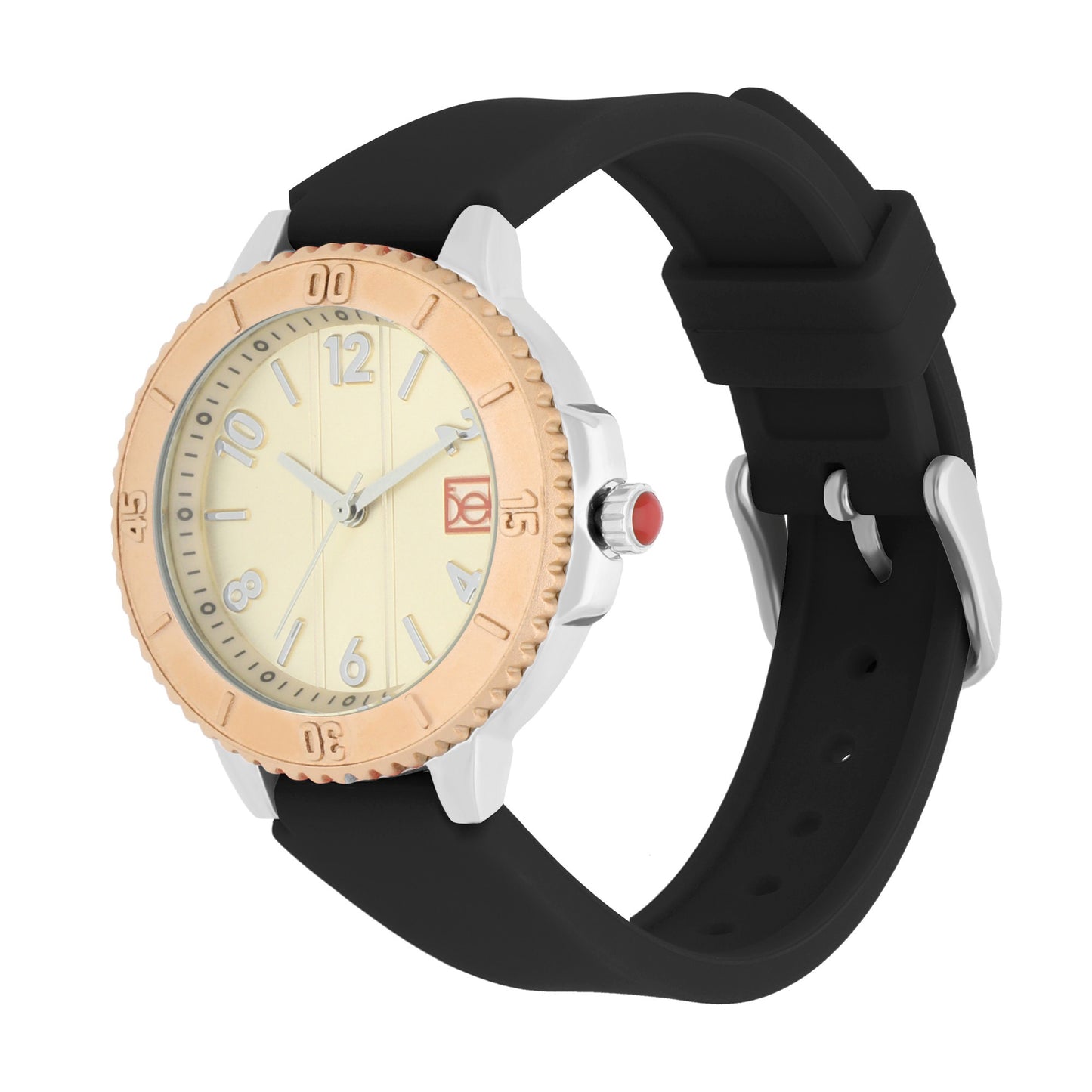 Reloj Cloe Análogo para Dama con Bisel con Simulador y Correa de Silicón