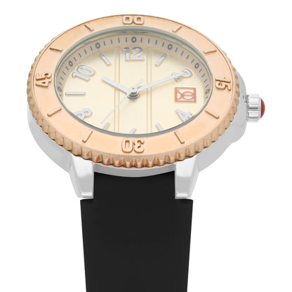 Reloj Cloe Análogo para Dama con Bisel con Simulador y Correa de Silicón