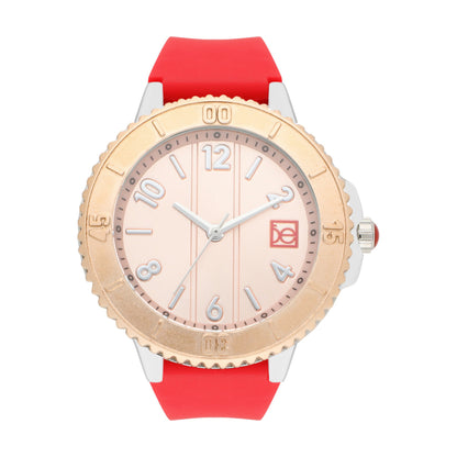 Reloj Cloe Análogo para Dama con Bisel con Simulador y Correa de Silicón