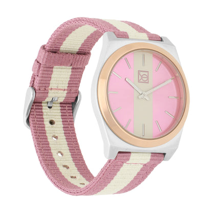 Reloj Cloe Análogo para Dama con Carátula Duo Tono y Correa de Textil