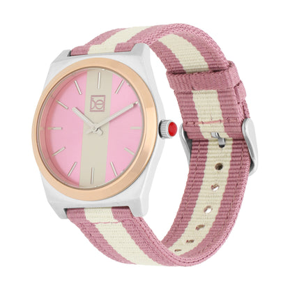 Reloj Cloe Análogo para Dama con Carátula Duo Tono y Correa de Textil
