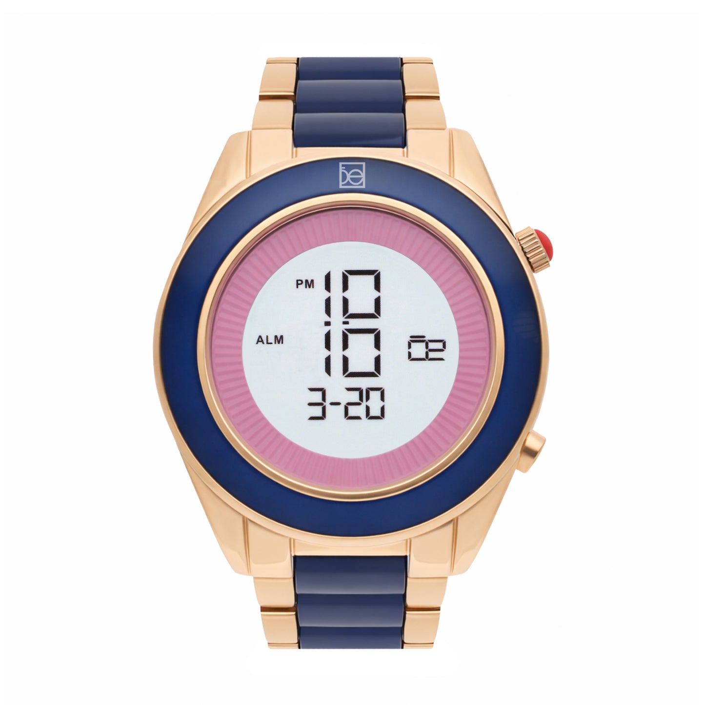 Reloj Cloe Digital para Dama con Bisel Interno Estriado y Extensible de Acero Inoxidable OE2634