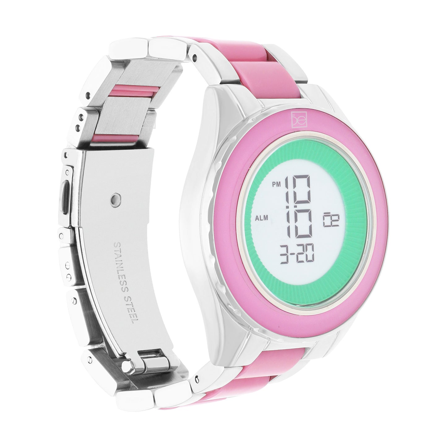 Reloj Cloe Digital para Dama con Bisel Interno Estriado y Extensible de Acero Inoxidable OE2634