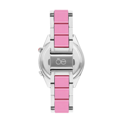 Reloj Cloe Digital para Dama con Bisel Interno Estriado y Extensible de Acero Inoxidable OE2634